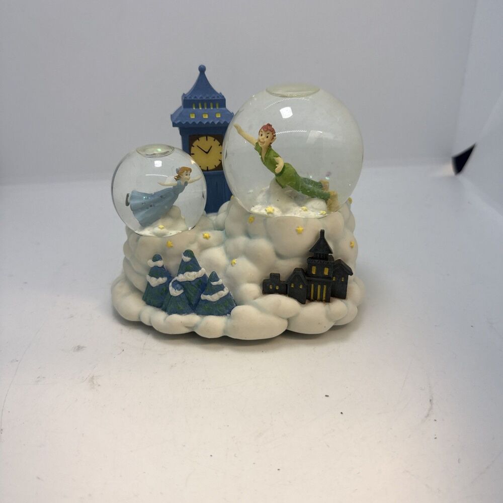 Disney Peter Pan Wendy Enesco Musical Double Snow Globe “You Can Fly” 2003 Rare!